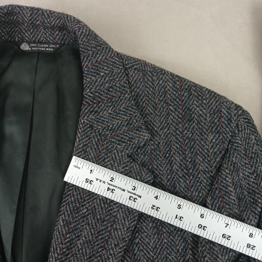 VTG Harris‎ Tweed Baskin 40R Mens Blazer 21x30 Herringbone FLAW